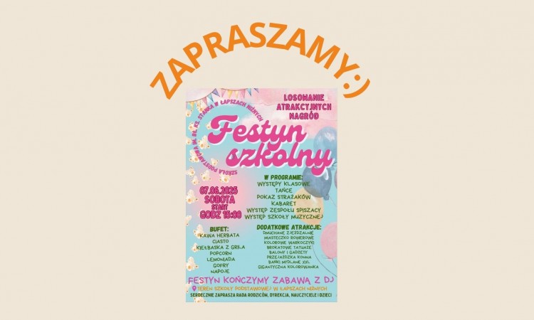 ZAPRASZAMY na FESTYN SZKOLNY